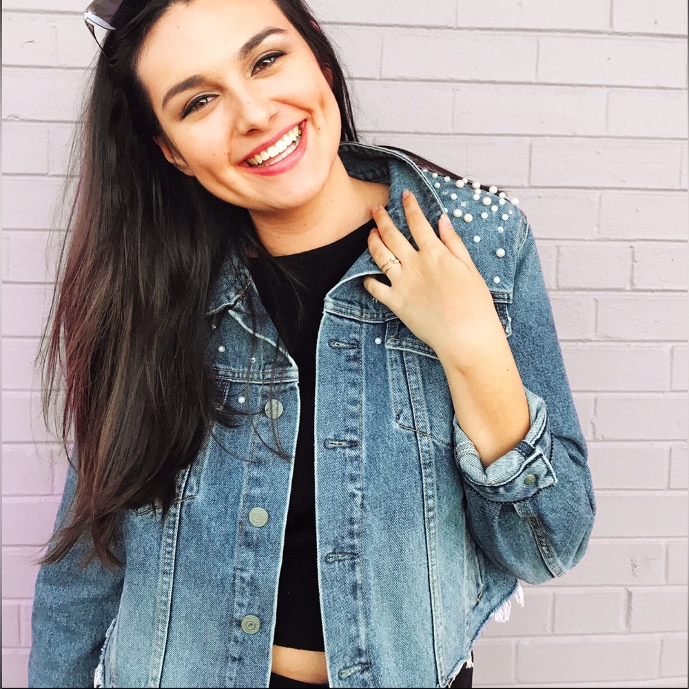 GRLFRND Denim cropped jacket.
